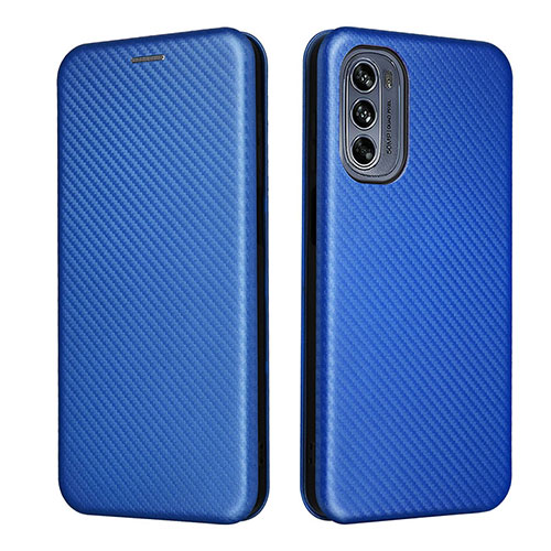 Leather Case Stands Flip Cover Holder L02Z for Motorola Moto G62 5G Blue