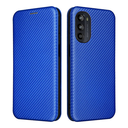 Leather Case Stands Flip Cover Holder L02Z for Motorola Moto G71s 5G Blue