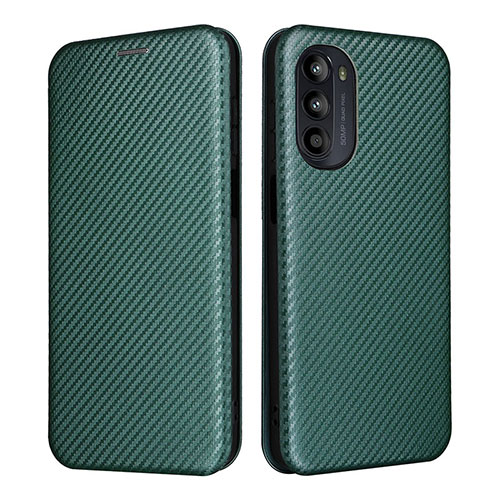 Leather Case Stands Flip Cover Holder L02Z for Motorola Moto G71s 5G Green