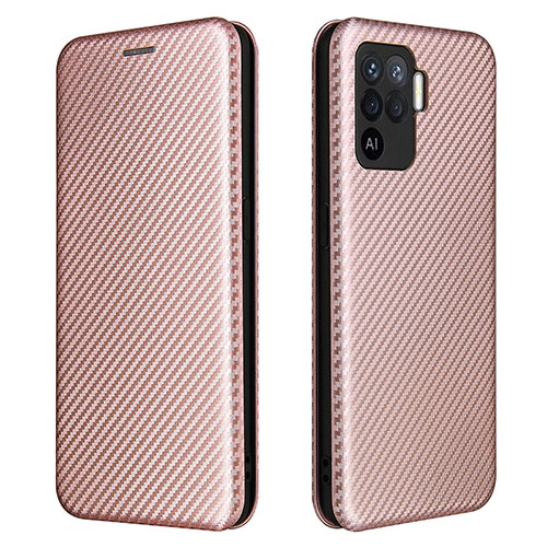 Leather Case Stands Flip Cover Holder L02Z for Oppo A94 4G Rose Gold