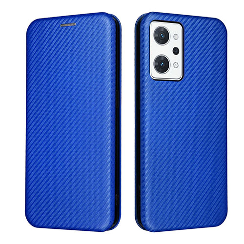 Leather Case Stands Flip Cover Holder L02Z for Oppo Reno7 A Blue