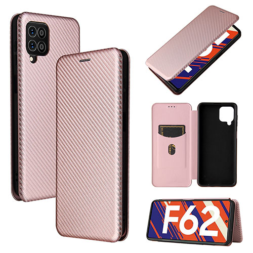 Leather Case Stands Flip Cover Holder L02Z for Samsung Galaxy M62 4G Rose Gold