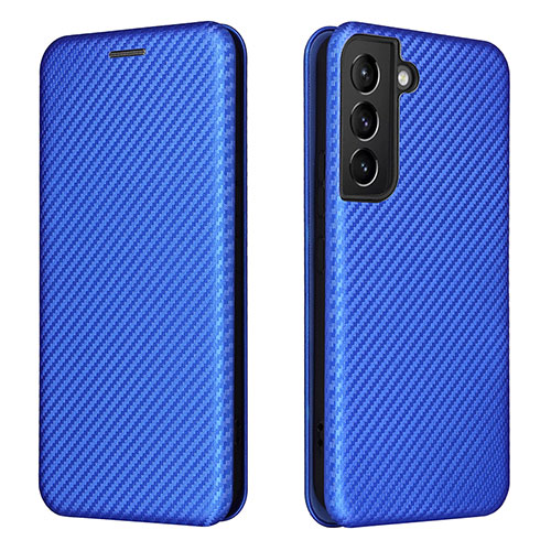 Leather Case Stands Flip Cover Holder L02Z for Samsung Galaxy S21 5G Blue