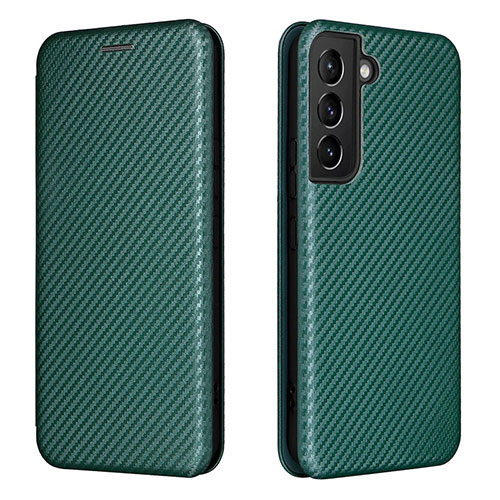 Leather Case Stands Flip Cover Holder L02Z for Samsung Galaxy S21 Plus 5G Green