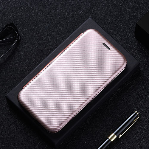 Leather Case Stands Flip Cover Holder L02Z for Sony Xperia 10 Plus Rose Gold