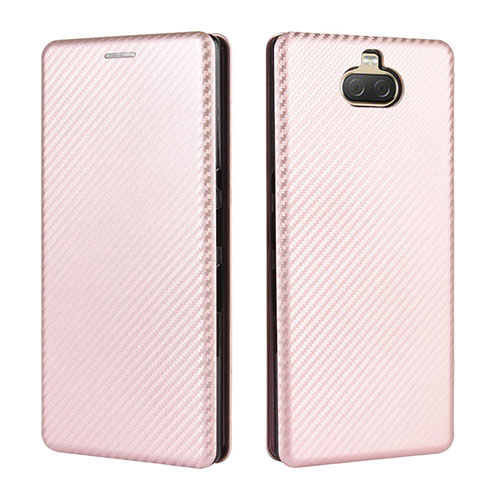 Leather Case Stands Flip Cover Holder L02Z for Sony Xperia 10 Rose Gold