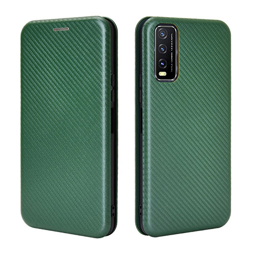 Leather Case Stands Flip Cover Holder L02Z for Vivo Y20s Green