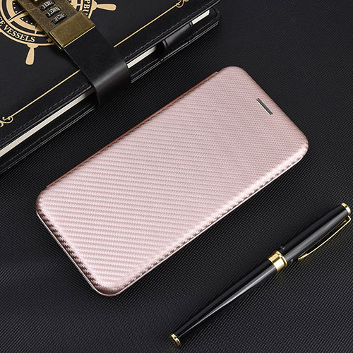 Leather Case Stands Flip Cover Holder L02Z for Xiaomi Redmi 9 Rose Gold