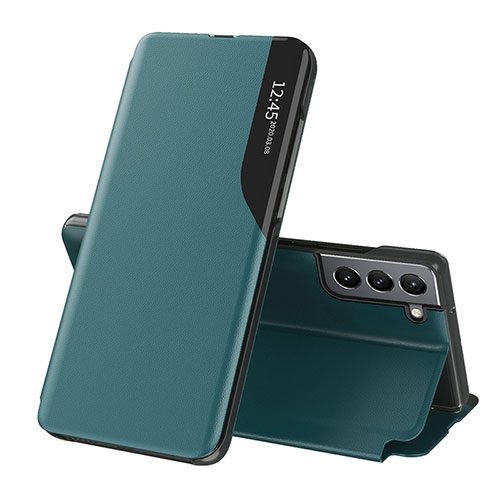 Leather Case Stands Flip Cover Holder L03 for Samsung Galaxy S22 Plus 5G Green