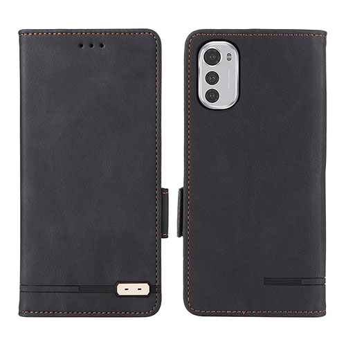 Leather Case Stands Flip Cover Holder L03Z for Motorola Moto E32 Black
