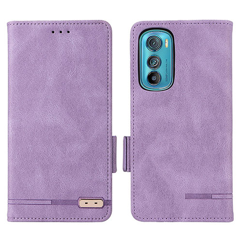 Leather Case Stands Flip Cover Holder L03Z for Motorola Moto Edge 30 5G Purple