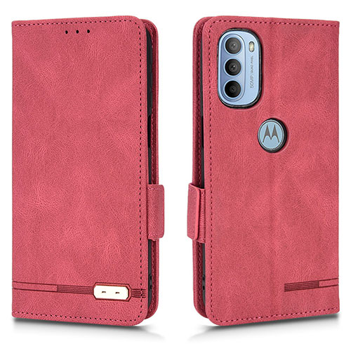 Leather Case Stands Flip Cover Holder L03Z for Motorola Moto G31 Red