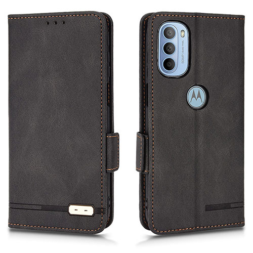 Leather Case Stands Flip Cover Holder L03Z for Motorola Moto G41 Black