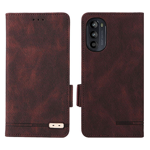 Leather Case Stands Flip Cover Holder L03Z for Motorola Moto G71s 5G Brown