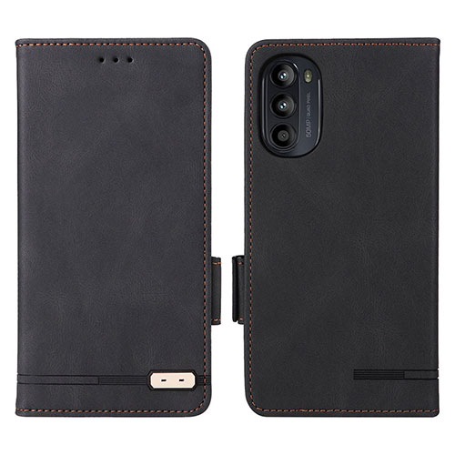 Leather Case Stands Flip Cover Holder L03Z for Motorola Moto G82 5G Black
