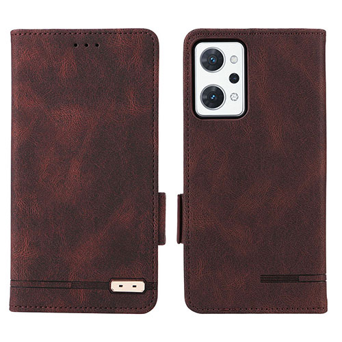 Leather Case Stands Flip Cover Holder L03Z for Oppo Reno7 A Brown