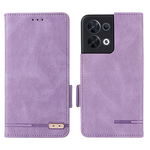 Leather Case Stands Flip Cover Holder L03Z for Oppo Reno8 5G Purple