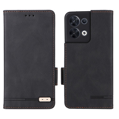 Leather Case Stands Flip Cover Holder L03Z for Oppo Reno9 5G Black