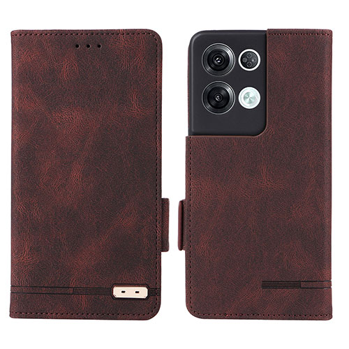 Leather Case Stands Flip Cover Holder L03Z for Oppo Reno9 Pro+ Plus 5G Brown