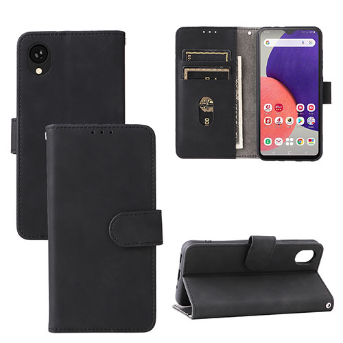 Leather Case Stands Flip Cover Holder L03Z for Samsung Galaxy A22 5G SC-56B Black