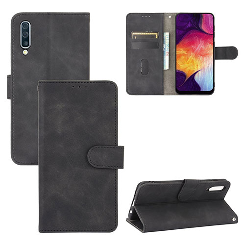 Leather Case Stands Flip Cover Holder L03Z for Samsung Galaxy A50 Black
