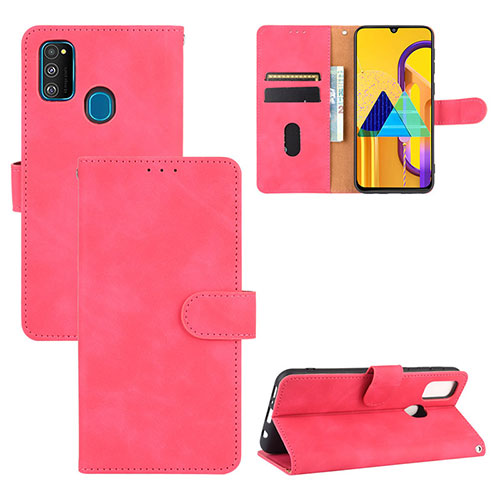 Leather Case Stands Flip Cover Holder L03Z for Samsung Galaxy M30s Hot Pink