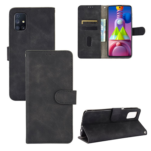 Leather Case Stands Flip Cover Holder L03Z for Samsung Galaxy M51 Black