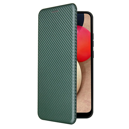Leather Case Stands Flip Cover Holder L04Z for Samsung Galaxy A02s Green