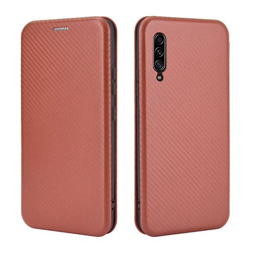 Leather Case Stands Flip Cover Holder L04Z for Samsung Galaxy A90 5G Brown