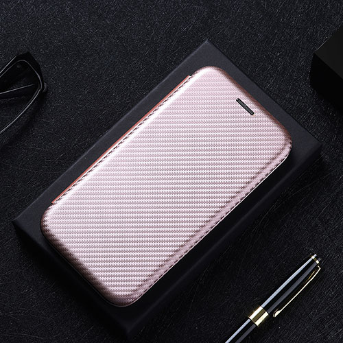 Leather Case Stands Flip Cover Holder L04Z for Vivo Y20s Rose Gold