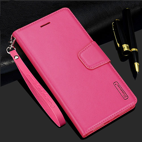 Leather Case Stands Flip Cover Holder L05 for Samsung Galaxy S22 5G Hot Pink