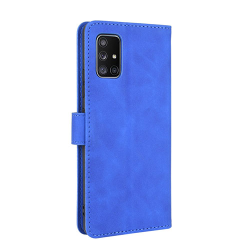 Leather Case Stands Flip Cover Holder L05Z for Samsung Galaxy A71 5G Blue