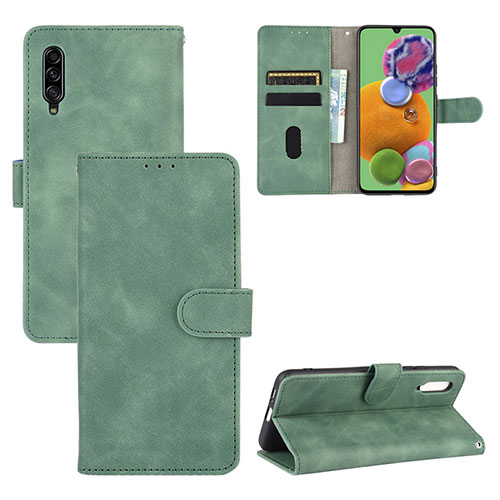 Leather Case Stands Flip Cover Holder L05Z for Samsung Galaxy A90 5G Green