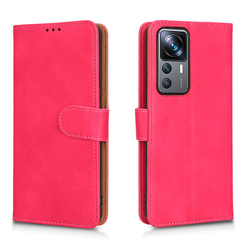 Leather Case Stands Flip Cover Holder L05Z for Xiaomi Mi 12T Pro 5G Hot Pink
