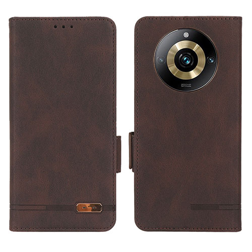 Leather Case Stands Flip Cover Holder L06Z for Realme 11 Pro+ Plus 5G Brown