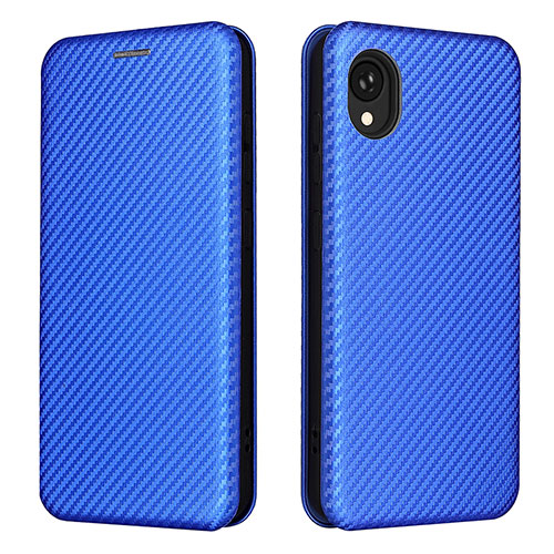 Leather Case Stands Flip Cover Holder L06Z for Samsung Galaxy A22 5G SC-56B Blue