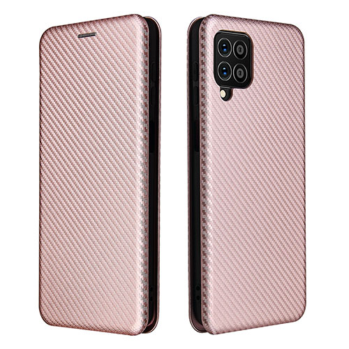 Leather Case Stands Flip Cover Holder L06Z for Samsung Galaxy F62 5G Rose Gold