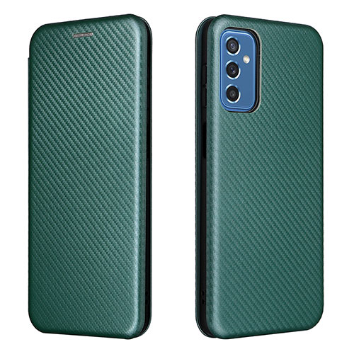Leather Case Stands Flip Cover Holder L06Z for Samsung Galaxy M52 5G Green