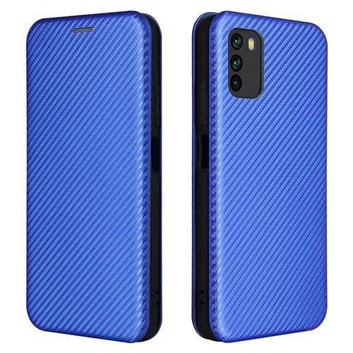 Leather Case Stands Flip Cover Holder L06Z for Xiaomi Poco M3 Blue