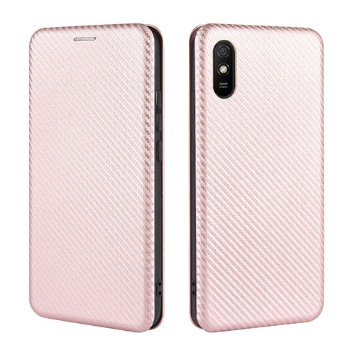 Leather Case Stands Flip Cover Holder L06Z for Xiaomi Redmi 9AT Rose Gold