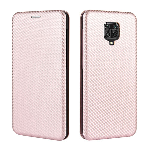 Leather Case Stands Flip Cover Holder L06Z for Xiaomi Redmi Note 9 Pro Max Rose Gold