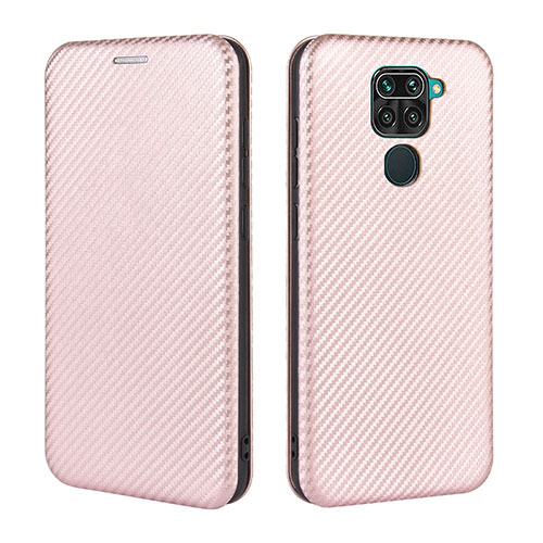 Leather Case Stands Flip Cover Holder L06Z for Xiaomi Redmi Note 9 Rose Gold
