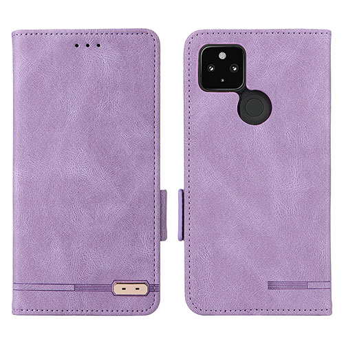 Leather Case Stands Flip Cover Holder L07Z for Google Pixel 4a 5G Purple