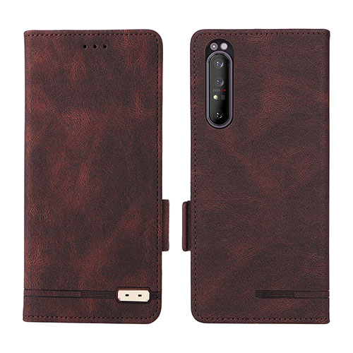 Leather Case Stands Flip Cover Holder L07Z for Sony Xperia 1 II Brown