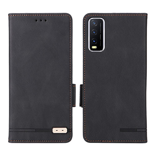 Leather Case Stands Flip Cover Holder L07Z for Vivo Y12s Black