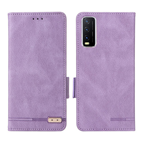 Leather Case Stands Flip Cover Holder L07Z for Vivo Y12s Purple