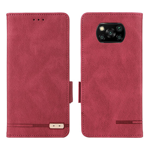 Leather Case Stands Flip Cover Holder L07Z for Xiaomi Poco X3 Pro Red