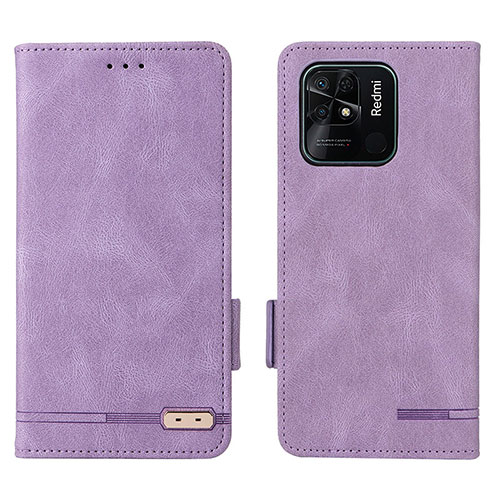 Leather Case Stands Flip Cover Holder L07Z for Xiaomi Redmi 10C 4G Purple