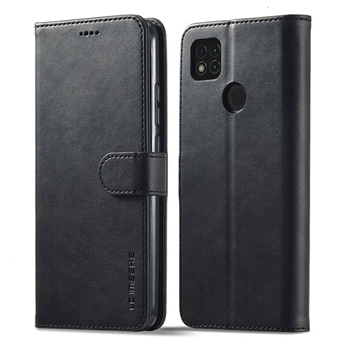 Leather Case Stands Flip Cover Holder LC1 for Xiaomi Redmi 9 India Black