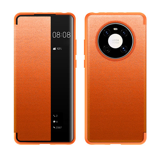 Leather Case Stands Flip Cover Holder LF1 for Huawei Mate 40 Orange
